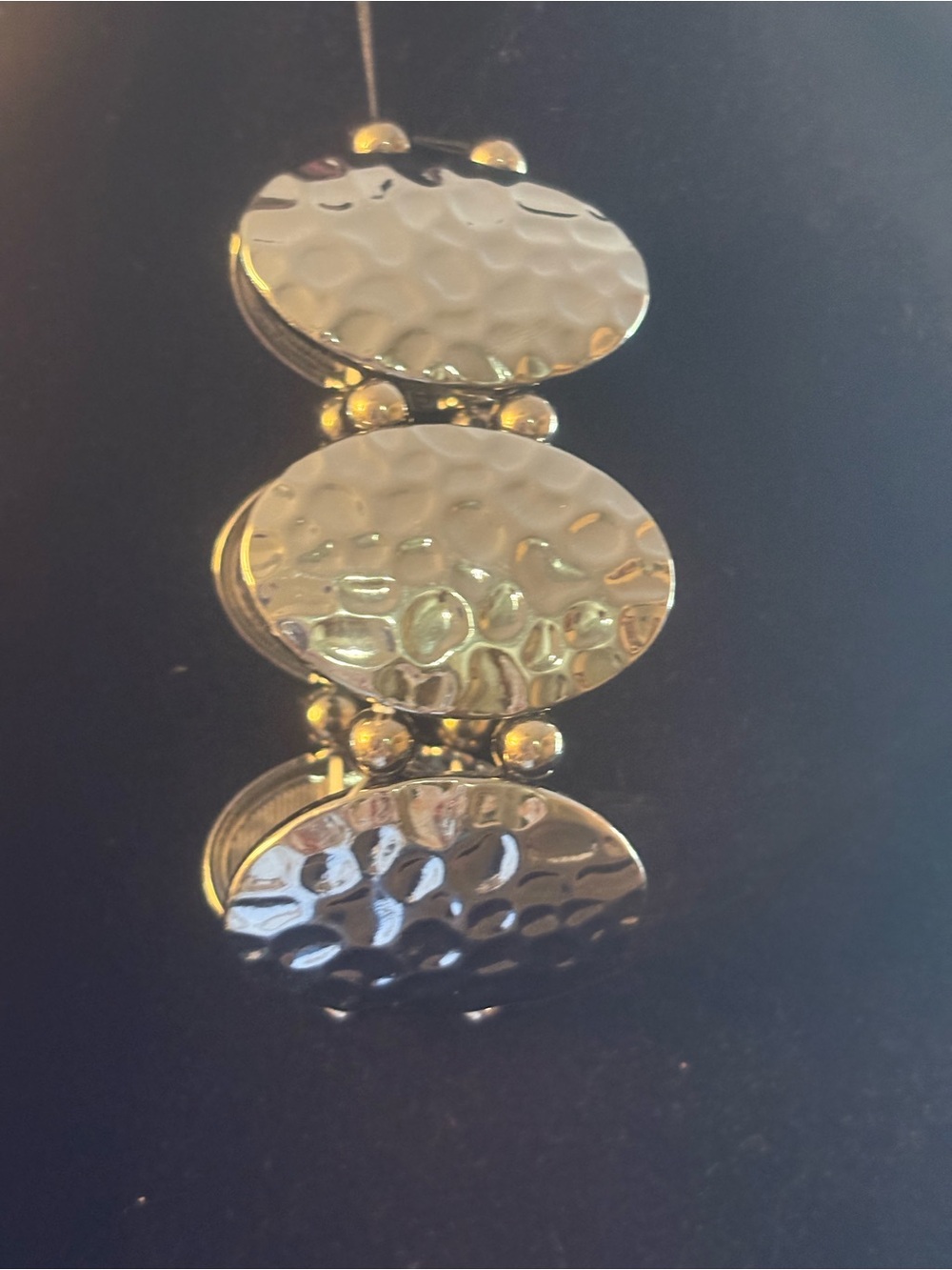 Hammered silver Tone Oval Stretch Bracelet - Women Jewelry